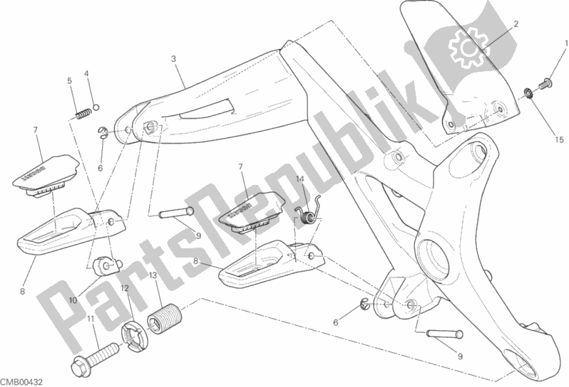 All parts for the Footrests, Right of the Ducati Monster 821 Stripes USA 2017